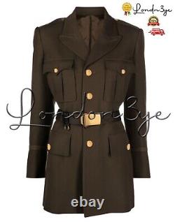 Women Green Military Jacket Officer Blazer Naval Womens Army Jackets Safari Coat