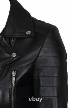 Women's Black Jacket Cropped Leather Chic Biker Gothic Short Jacket