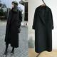 Womens Black Cashmere Overcoat Warm Thick Jackets Belt Long Trench Wool Coat Hot
