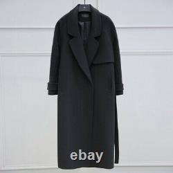 Womens Black Cashmere Overcoat Warm Thick Jackets Belt Long Trench Wool Coat Hot