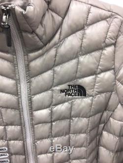 Womens The North Face Thermoball Full Zip Jacket Metallic Silver Size Small