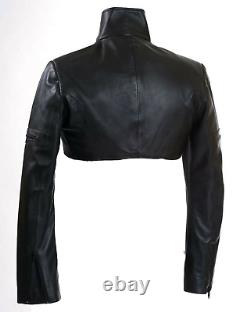 Womens leather bolero Genuine Black Leather Top Black Cropped Shrug Biker Jacket