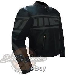 YAMAHA 0120 Motorbike Motorcycle Biker Racing REAL Grey Leather Jacket COAT