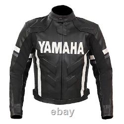 Yamaha Black Motorcycle Motorbike Bikers Cowhide Leather Ce Armoured Jacket