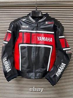 Yamaha Racing Team Men's Genuine Cowhide Leather Motorcycle Motorbike Jacket