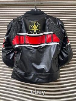Yamaha Racing Team Men's Genuine Cowhide Leather Motorcycle Motorbike Jacket