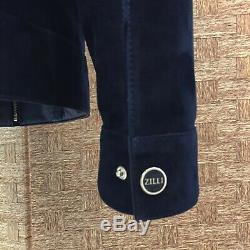 Zilli Metis Suede Genuine Leather Men's Luxury Navy Blue Handmade Bespoke Jacket