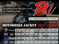 Arn Genuine Leather Motorcycle Jacket Black Biker With Ce Armour Noir