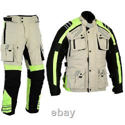 Australian Bikers Gear 2pcs Suit Hiviz Waterproof Motorcycle Jacket + Pantalon