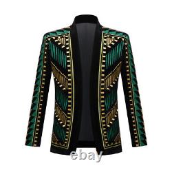 Blazer Homme Outerwear Gold Broded Veste Personnalité Top Coat Prom