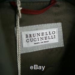 Brunello Cucinelli Eau Douce En Nylon Vert Gris Brossé Veste Résistant 50 Nouveau