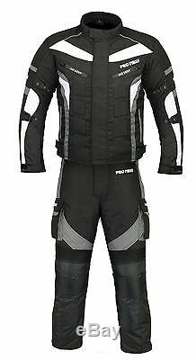 Costume Imperméable Moto Moto Veste Pantalon Cordura Textile Armure Gris