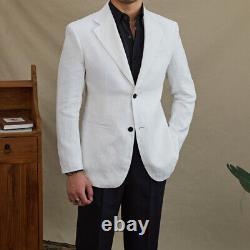 Costume ajusté en lin pour homme, veste élégante respirante, manteau formel de gentleman, blazer d'affaires.