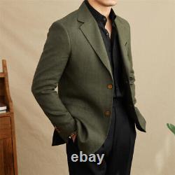 Costume slim en lin pour homme, veste respirante de gentleman, manteaux formels et blazers d'affaires.