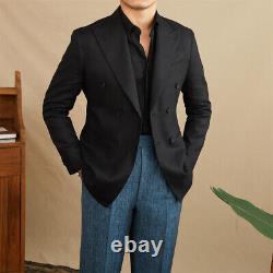 Costume slim en lin pour homme, veste respirante de gentleman, manteaux formels et blazers d'affaires.