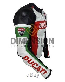Ducati Moto Moto Veste Cuir Véritable Jackest Racing Team Ce Blindé