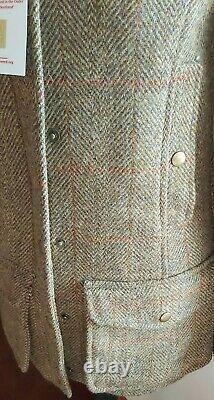 Femmes Harris 100 % Wool Tweed Field Veste Green Check Manteau Uk Taille 8