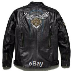 Harley Davidson 115e Anniversaire Eagle Hommes B & S Véritable Buffalo Veste En Cuir