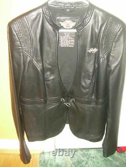Harley Davidson Biker Woman's Black Leather Jacket XL