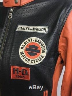 Harley Davidson Lg Nwt Veste En Cuir Whirlwind 98116-07vw Perforé Café Racer