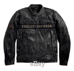 Harley Davidson Passing Link Veste En Cuir Pour Hommes Biker Cafe Racer Noir