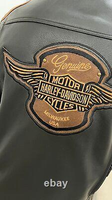 Harley Davidson Triple Système D'évent Pour Hommes Trostel Biker Veste En Cuir Décontraction