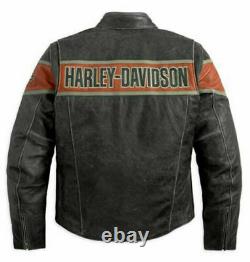 Harley Davidson Veste En Cuir Victory Lane Veste Biker Pour Homme Veste Chaude