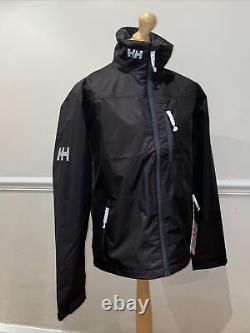 Helly Hansen Crew Shell Jacket 30263/990 Noir New Rrp £125 Taille Moyenne P&p Gratuit