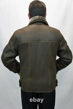 Homme 100% Real Sheepskin Shearling Leather Car Coat Bomber Jacket S-5xl, Taupe