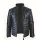 Homme Original Leather Genuine Matelassé Puffer Zippé Veste Black Casual 2020