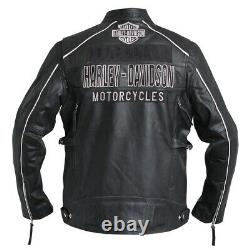 Homme Vintage Harley Davidson Moto Moto Biker Veste En Cuir Réel Nouveau Rider Top