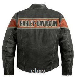 Hommes Harley Davidson Lane Victory Lane Vestes De Sécurité En Cuir De Moto Décontraction