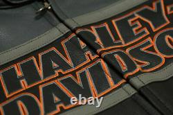 Hommes Harley Davidson Rumble Colorblocked Veste De Motard En Cuir Véritable Cowhide