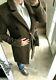 Jaeger Herringbone Slim Coat City Robe Longue Veste Overcoat Designer 6 À 16