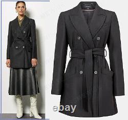 Karen Millen Belted Wrap Winter Warm Coat Smart Jacket En Noir