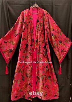 Kimono en tissu de velours Banyan rose oiseau OFMD Original Veste de robe de rupture OFMD