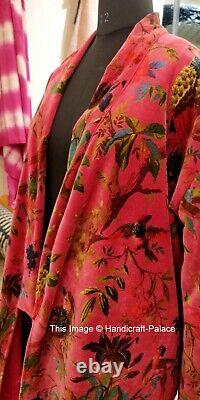 Kimono en tissu de velours Banyan rose oiseau OFMD Original Veste de robe de rupture OFMD