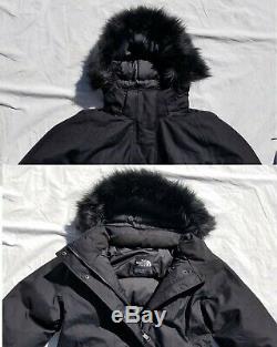 Le North Face Arctic Parka Noir Mi-bas En Fausse Fourrure De Manteau De Veste Cc13 New Nwt