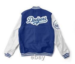 Los Angelos Dodgers Lettermen Veste Varsity -veste En Cuir