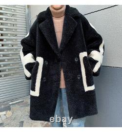 Manteau d'hiver pour homme en laine d'agneau, coton, tendance, épais, longueur moyenne, parka, taille.