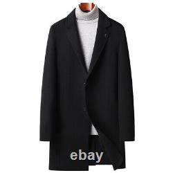 Manteau de laine à double face pour hommes, coupe slim, mi-longueur en cachemire, coupe-vent