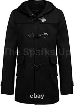 Manteau long à capuche pour homme, classique et chaud, vêtement d'extérieur d'hiver, pardessus de style duffle