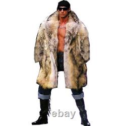 Manteau mi-long en fausse fourrure de luxe pour hommes, vêtement à col en revers d'hiver chaud et épais