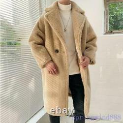 Manteaux longs en fausse laine d'agneau pour hommes en hiver.