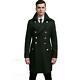 Men Coats Double Breasted Mid Long Wool Blend Military Outwear Blazer Veste New