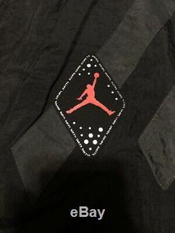 Nike Air Jordan Retro Nylon Legs Coupe-vent Hommes L Noir Gris Veste Tn-o