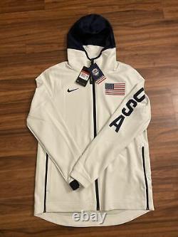 Nike USA Basketball Therma Flex Showtime Hoodie Jacket Sz L Large White USA 130 $