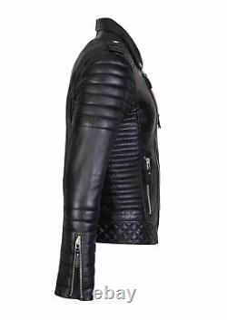 Nouveau Veste En Cuir Homme Premium Lambskin Moto Slim Fit Biker Jacket Tm020