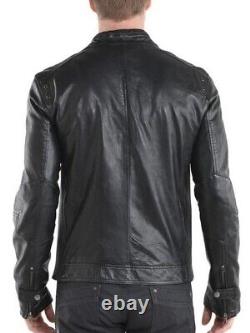 Nouveau Veste En Cuir Véritable Homme Biker Style Moto Slim Fit Jacket Az289