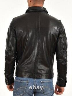 Nouveau Veste En Cuir Véritable Pour Hommes Biker Style Moto Slim Fit Jacket Az559